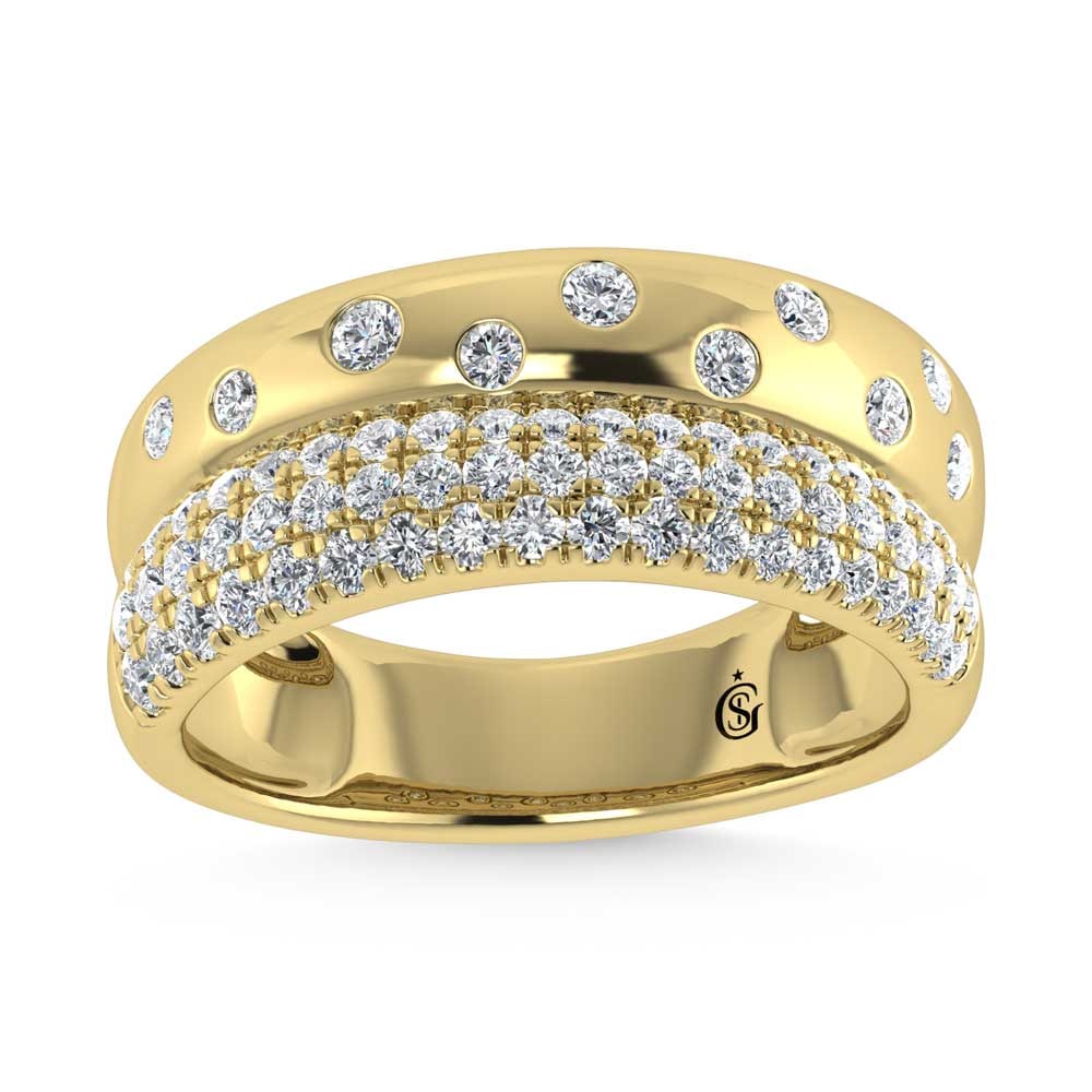 14K Yellow Gold Diamond 5/8 Ct.Tw. Fashion Band: 14K Yellow Gold Diamond 5/8 Ct.Tw. Fashion Band 14k Yellow Gold Stone Color: G-h Stone Clarity: Si Each ring is presented in standard size 6.5. Complimentary resizing is available between sizes 510 (i