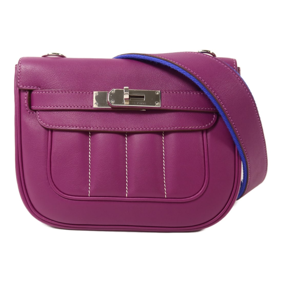 Hermes Berlin Mini Vaux Swift Leather Shoulder Bag Purple: Hermes Berlin Mini Vaux Swift Leather Shoulder Bag Purple This Hermes Berlin Mini shoulder bag is crafted from high-quality calfskin leather in a rich purple hue. Designed for women, it features a sle