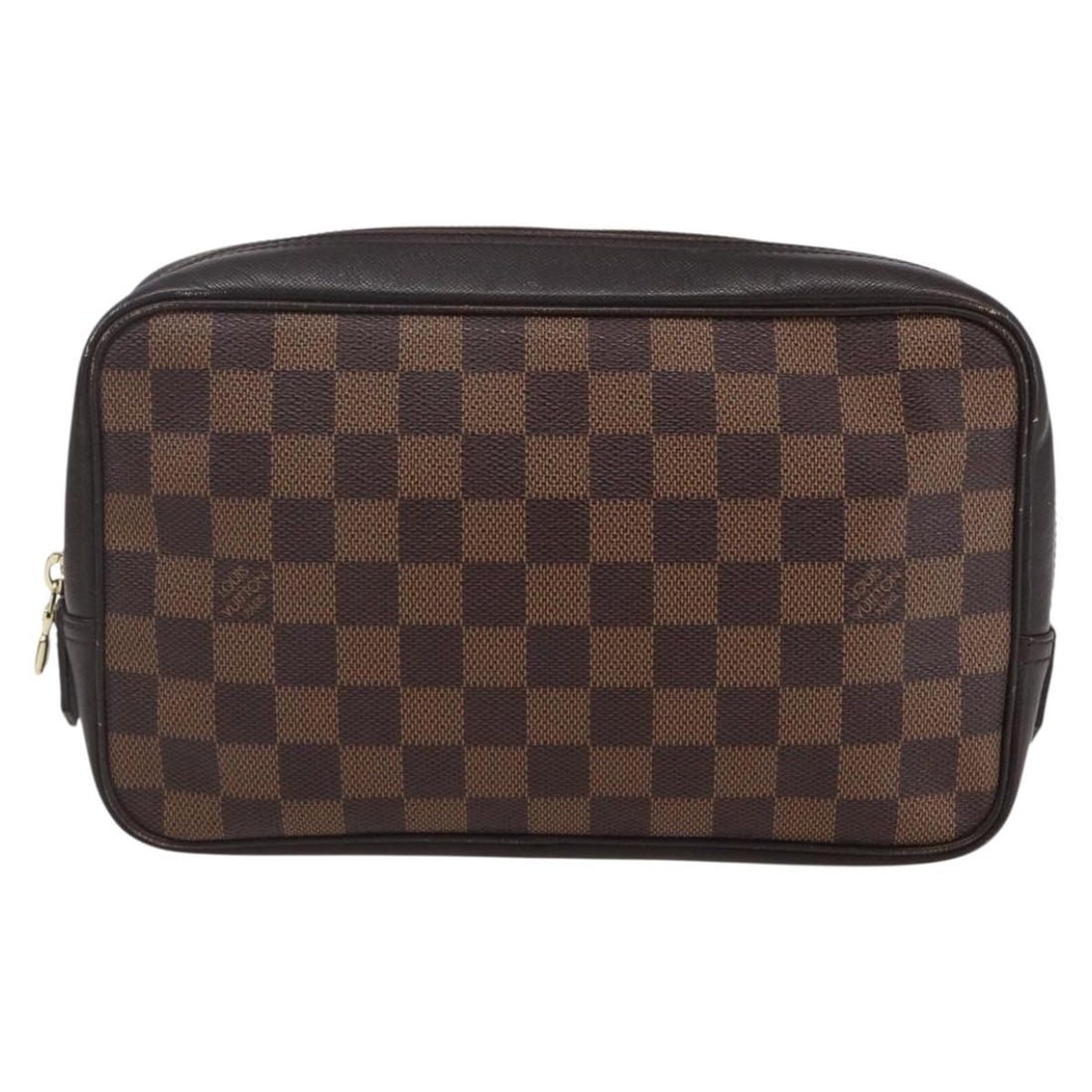 Brown Canvas Trousse Toilette Bag by Louis Vuitton Unisex 27cm: Brown Canvas Trousse Toilette Bag by Louis Vuitton Unisex 27cm This Louis Vuitton Trousse Toilette is crafted from Damier canvas in a classic brown color and is suitable for all genders. The toiletry 