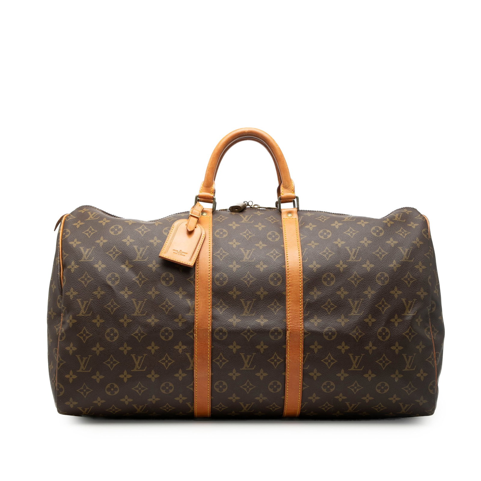 Louis Vuitton Keepall 55 Monogram Canvas Travel Bag: Louis Vuitton Keepall 55 Monogram Canvas Travel Bag This Louis Vuitton Monogram Keepall 55 is crafted from the brand's signature monogram canvas with vachetta leather trim and rolled leather handles. 