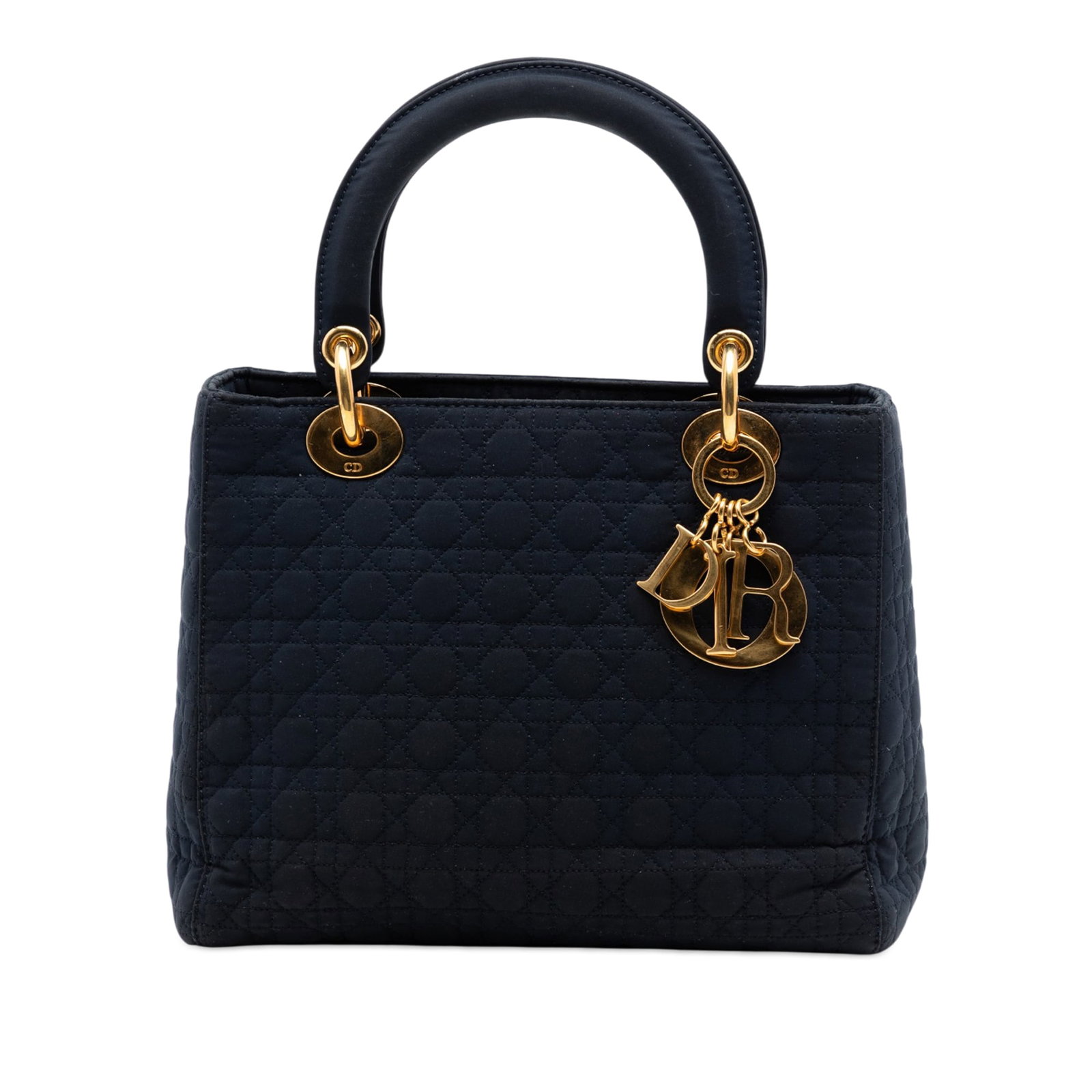 Dior Lady Dior Medium Blue Nylon Tote Bag: Dior Lady Dior Medium Blue Nylon Tote Bag This Medium Nylon Microcannage Lady Dior bag features a quilted nylon exterior in blue, flat top handles, a top zip closure, and an interior zip pocket. The b