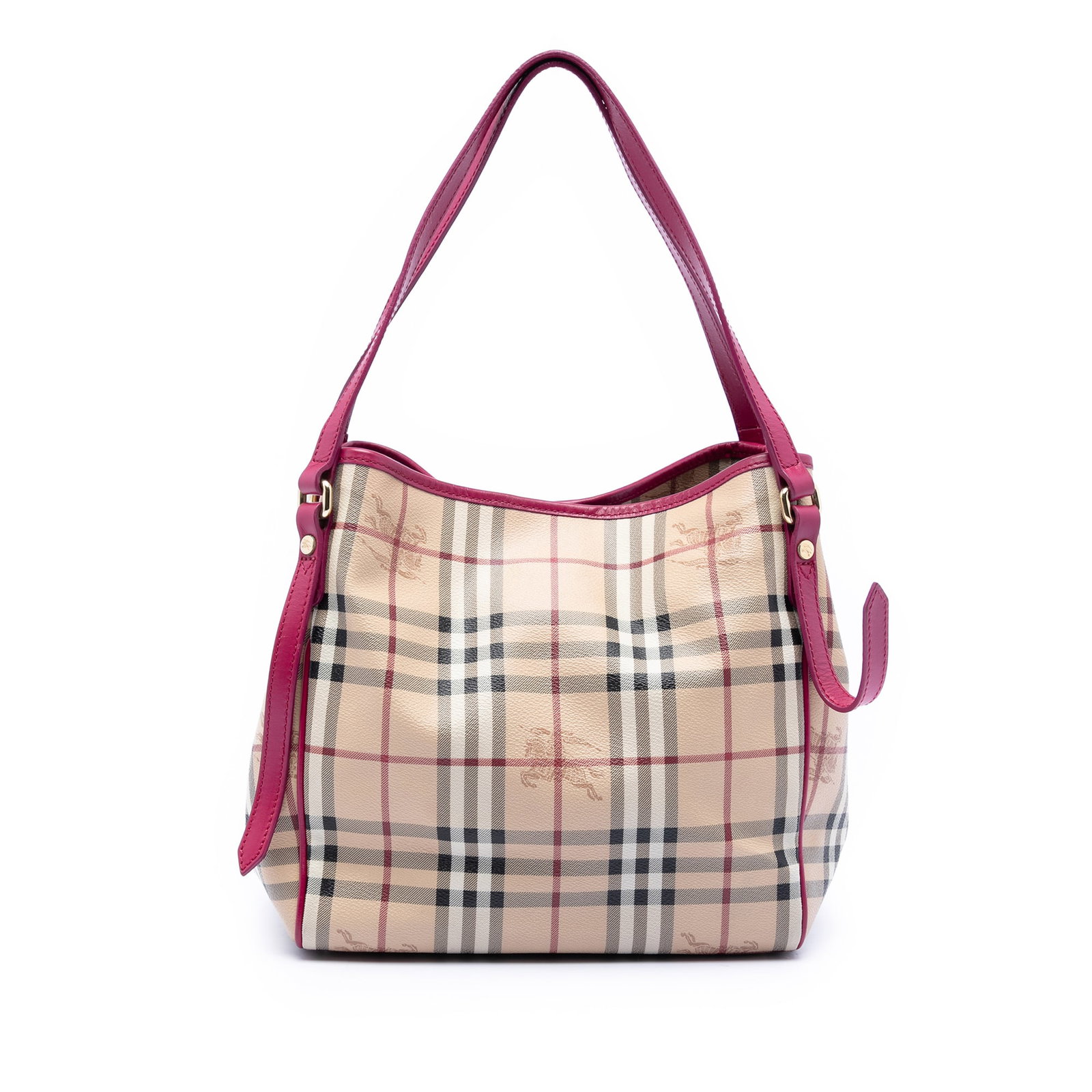 Burberry Canterbury Tote Small Haymarket Check Coated Canvas Bag: Burberry Canterbury Tote Small Haymarket Check Coated Canvas Bag This Burberry Small Haymarket Check Canterbury Tote features a coated canvas body with leather trim, flat leather shoulder straps, an o