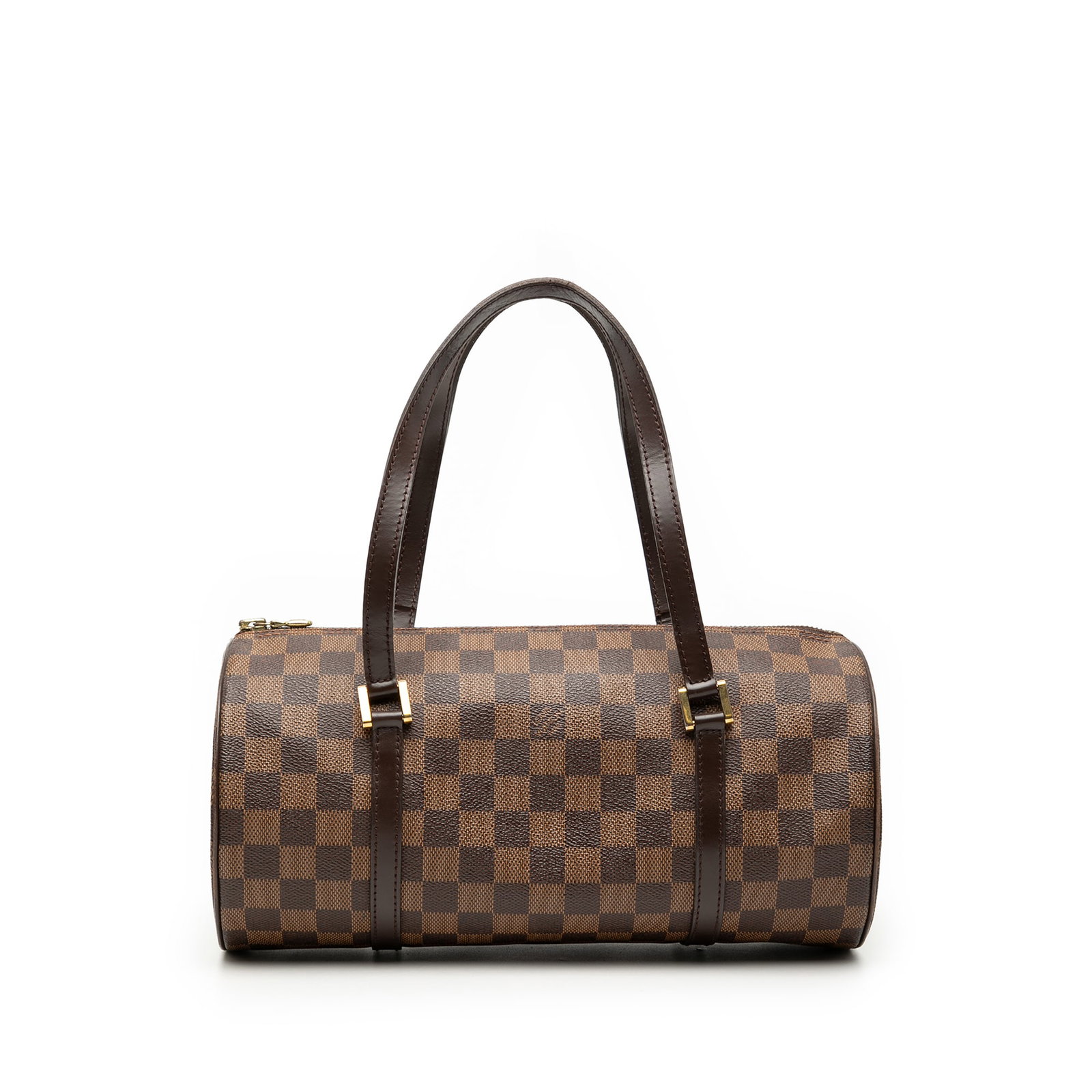 Louis Vuitton Damier Ebene Papillon 30 Brown Canvas Bag: Louis Vuitton Damier Ebene Papillon 30 Brown Canvas Bag This Louis Vuitton Damier Ebene Papillon 30 features the iconic Damier Ebene canvas with leather trim, complemented by flat leather straps and a