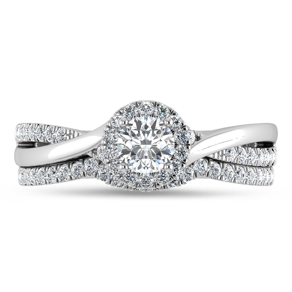 Diamond 5/8 Ct.Tw. Round Cut Bridal Ring in 14K White Gold: Diamond 5/8 Ct.Tw. Round Cut Bridal Ring in 14K White Gold 14k White Gold Stone Color: G-h Stone Clarity: Si2 Each ring is presented in standard size 6.5. Complimentary resizing is available between s