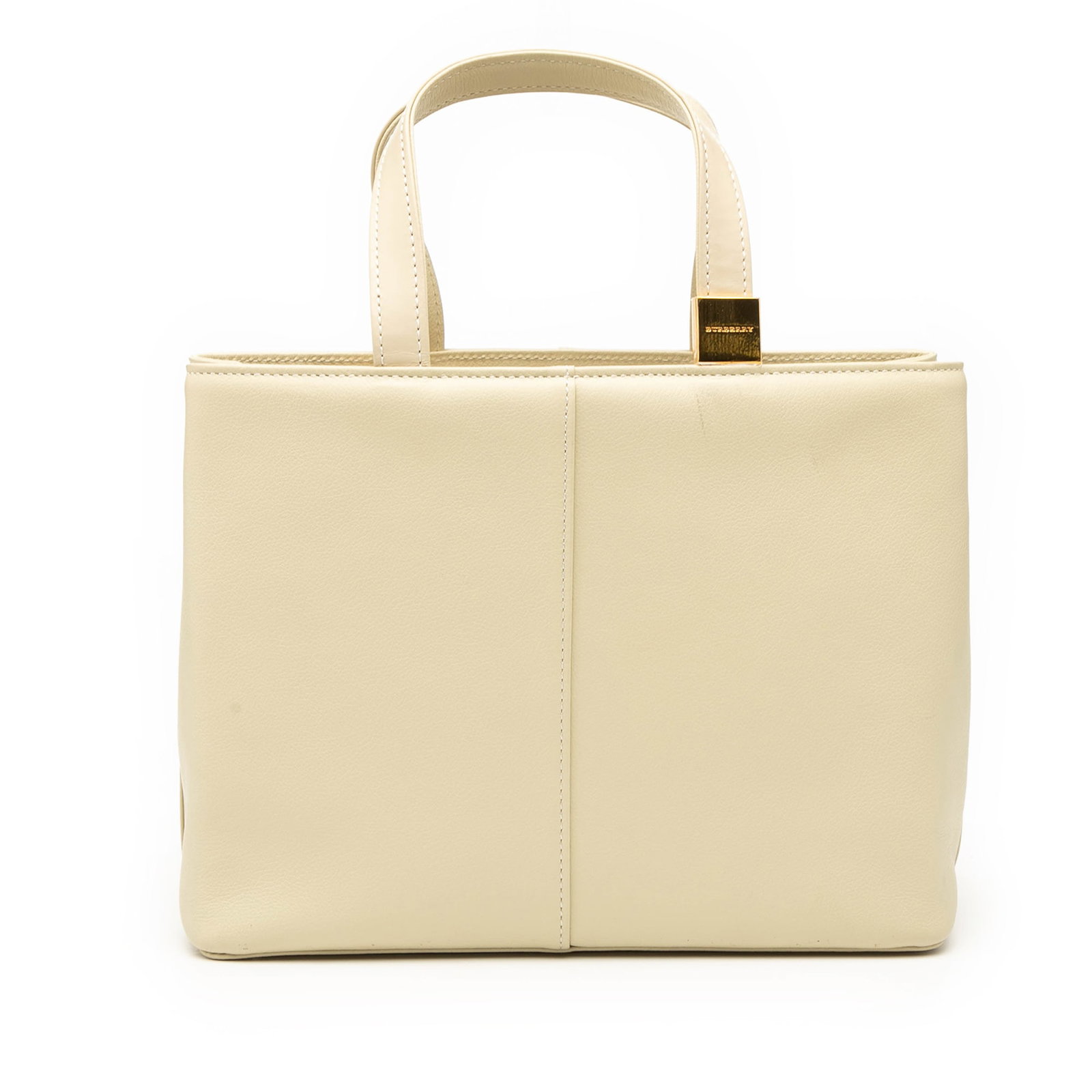 Brown Leather Tote from Burberry with Interior Zip Compartments: Brown Leather Tote from Burberry with Interior Zip Compartments This Burberry handbag showcases a brown leather body with flat leather handles and an open top design. The interior features a zip compa