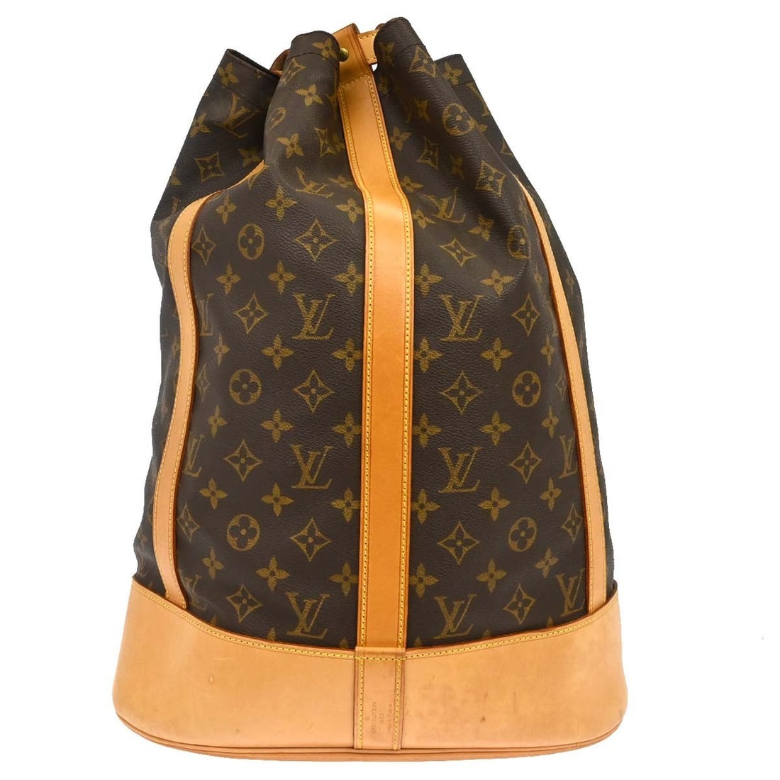 Louis Vuitton Randonnee GM Monogram Canvas Shoulder Bag: Louis Vuitton Randonnee GM Monogram Canvas Shoulder Bag This Louis Vuitton Randonnee GM drawstring bag features the iconic Monogram canvas and leather exterior with a classic brown and beige color sch