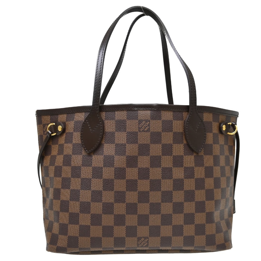 Louis Vuitton Neverfull PM Damier Tote Bag: Louis Vuitton Neverfull PM Damier Tote Bag This Louis Vuitton Neverfull PM tote features the iconic Damier canvas leather in brown with a classic check pattern. Designed with double handles and a medi