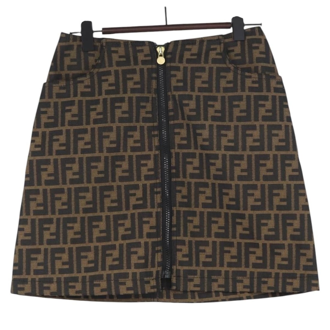 Fendi Zucca Canvas Women's Skirt Black and Brown Italy (1 of 11)