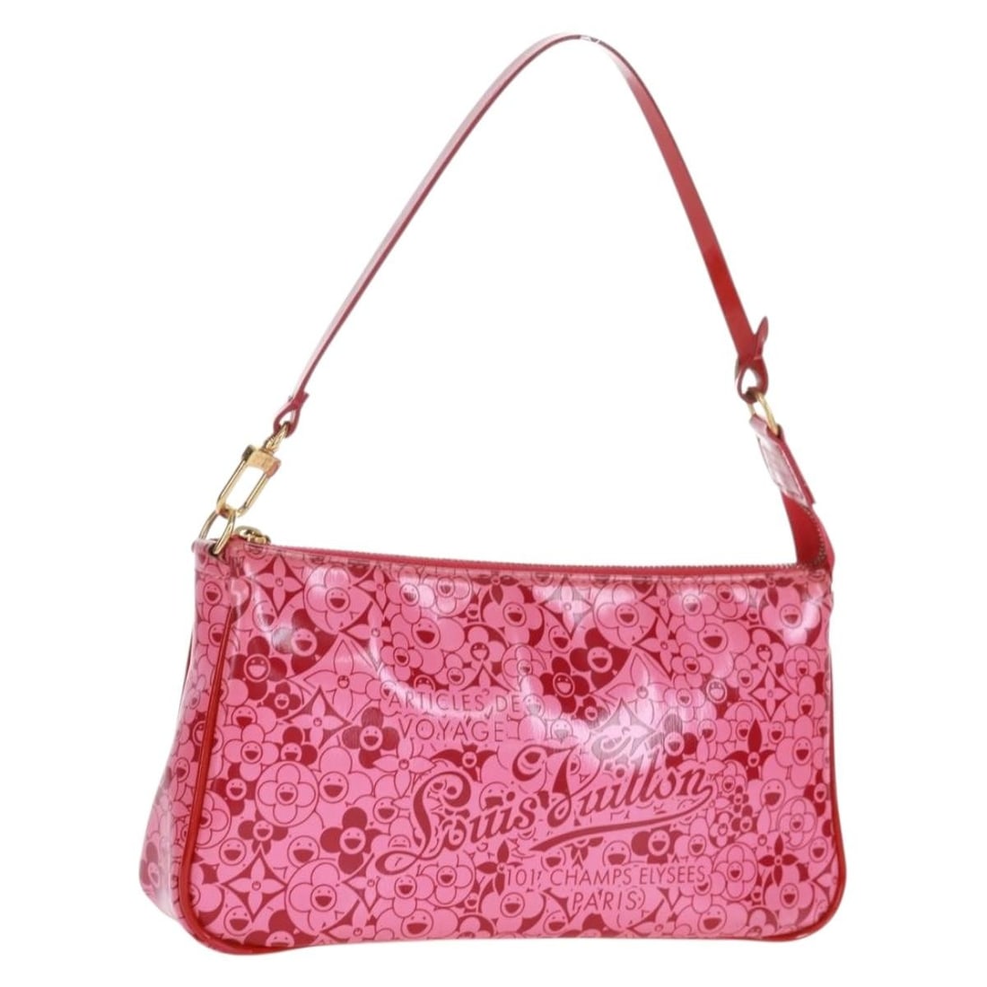 Louis Vuitton Cosmic Blossom pink PVC leather pouch M93166: Louis Vuitton Cosmic Blossom pink PVC leather pouch M93166 This Louis Vuitton Cosmic Blossom Pochette Accessoires pouch in pink features durable PVC leather construction and a compact, stylish design.