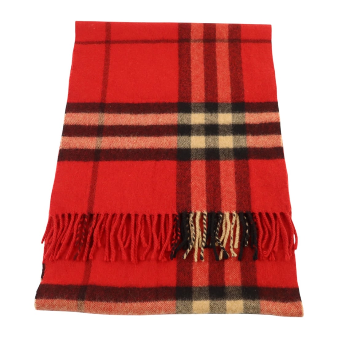 Burberry Cashmere Red Black Brown Women's Scarf 168x30cm (1 of 7)
