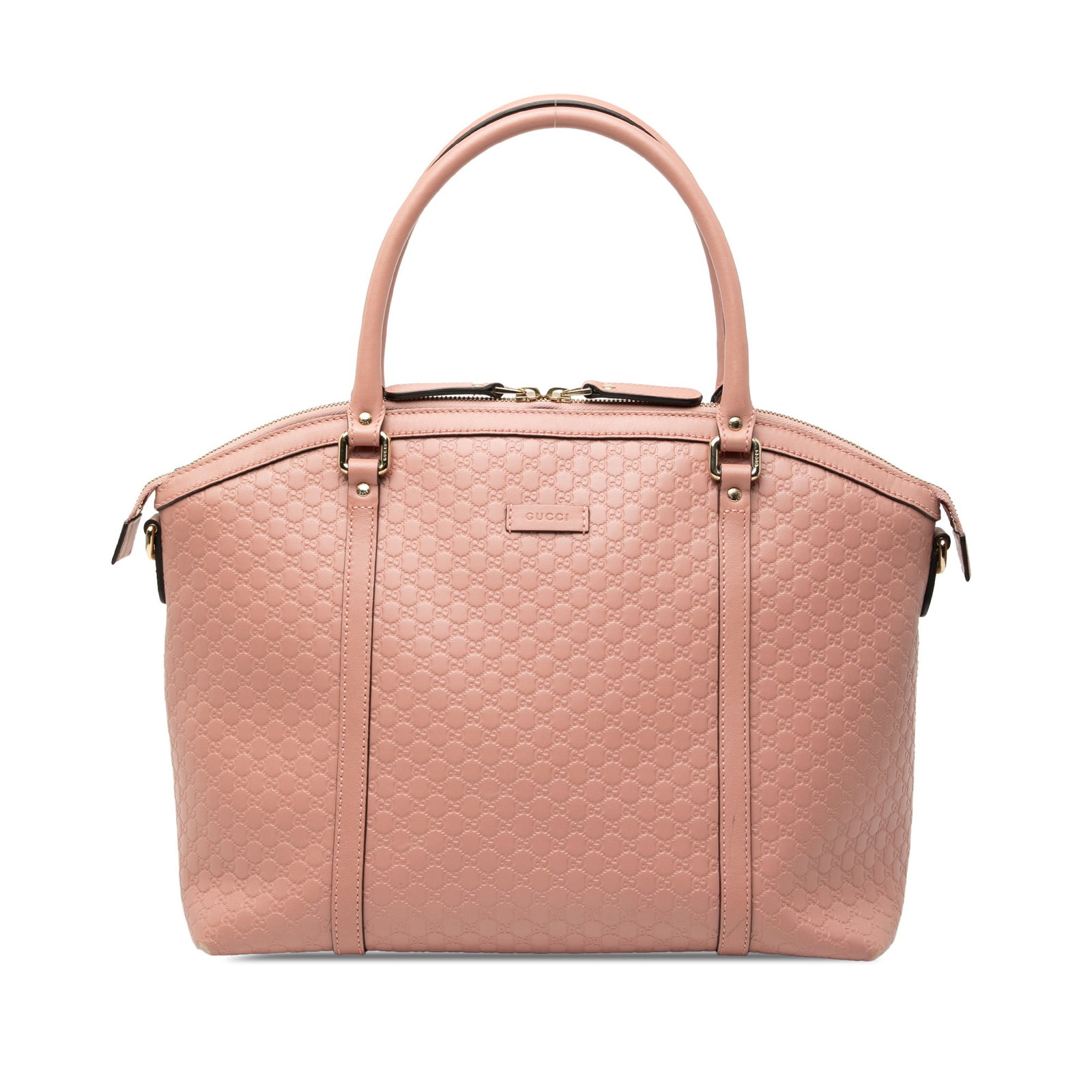 Gucci Bree Pink Leather Satchel with Microguccissima Pattern: Gucci Bree Pink Leather Satchel with Microguccissima Pattern This Gucci Large Microguccissima Dome Satchel features a pink leather body with the signature Microguccissima pattern. It is designed with 
