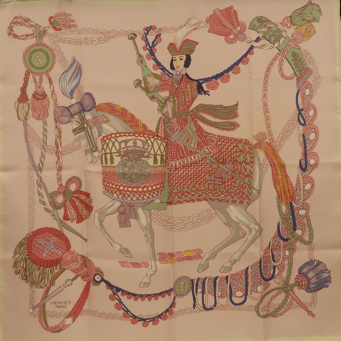 Hermes Silk Pink Multicolor Women Scarf: Hermes Silk Pink Multicolor Women Scarf This Hermes women's scarf is crafted from luxurious silk and features a pink and multicolor design. Made in France, it offers a stylish accessory with reasonabl