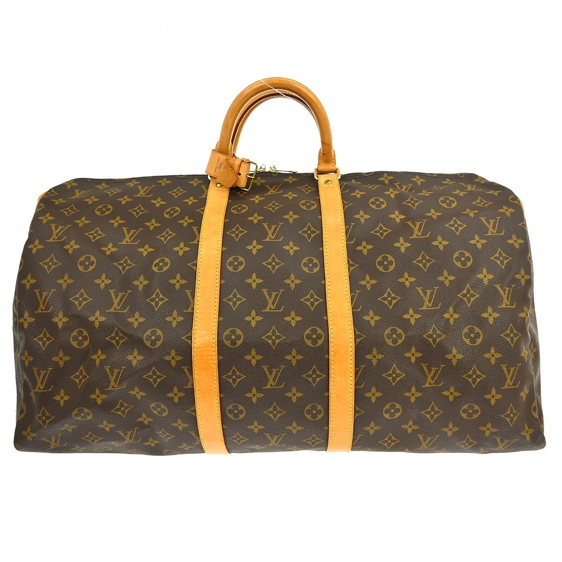 Louis Vuitton Keepall 55 Monogram Duffle Travel Bag: Louis Vuitton Keepall 55 Monogram Duffle Travel Bag This Louis Vuitton Keepall 55 travel handbag features the iconic monogram canvas leather exterior, complemented by double beige leather handles and 