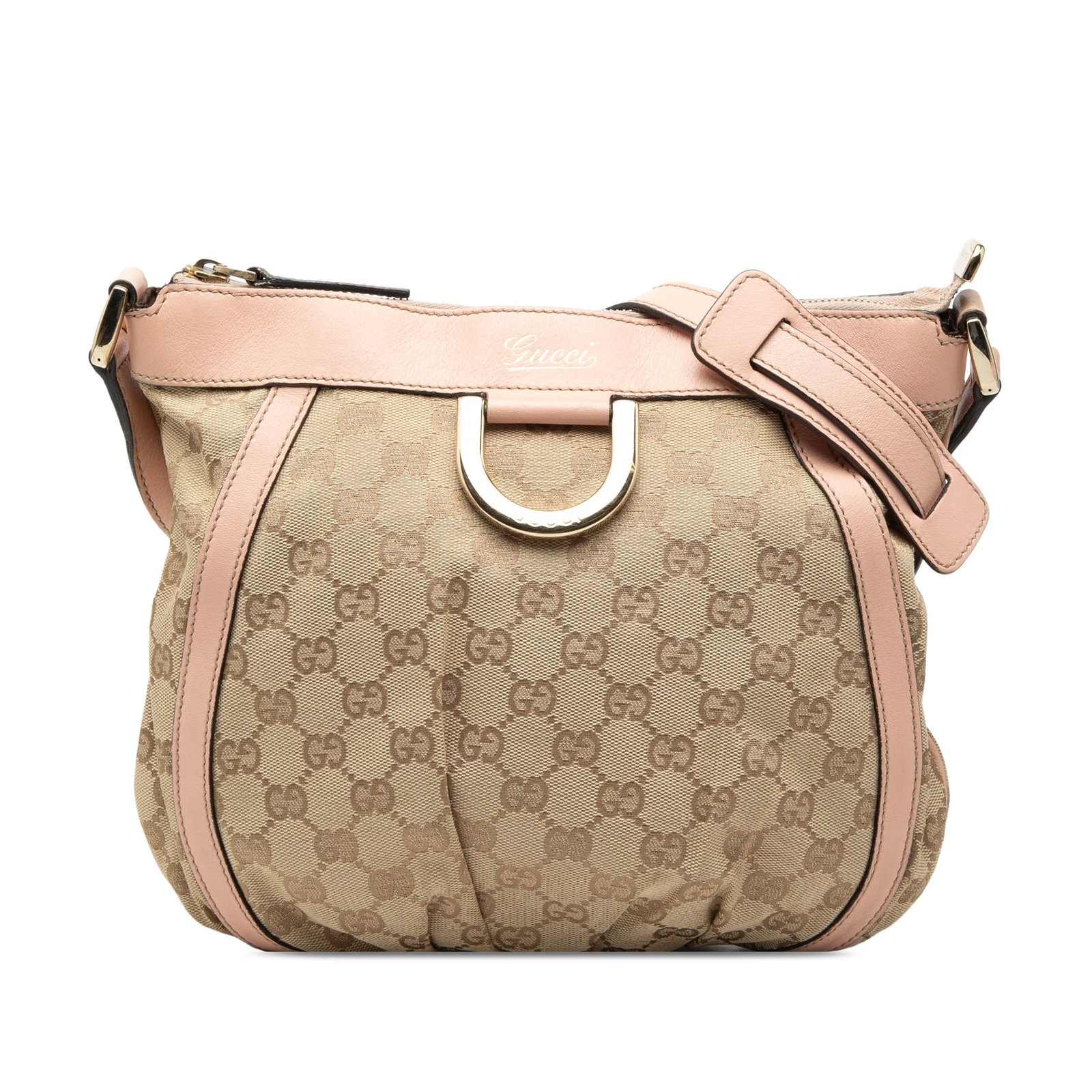 Gucci Abbey D Ring Beige Canvas Crossbody Bag with Leather Trim (1 of 7)