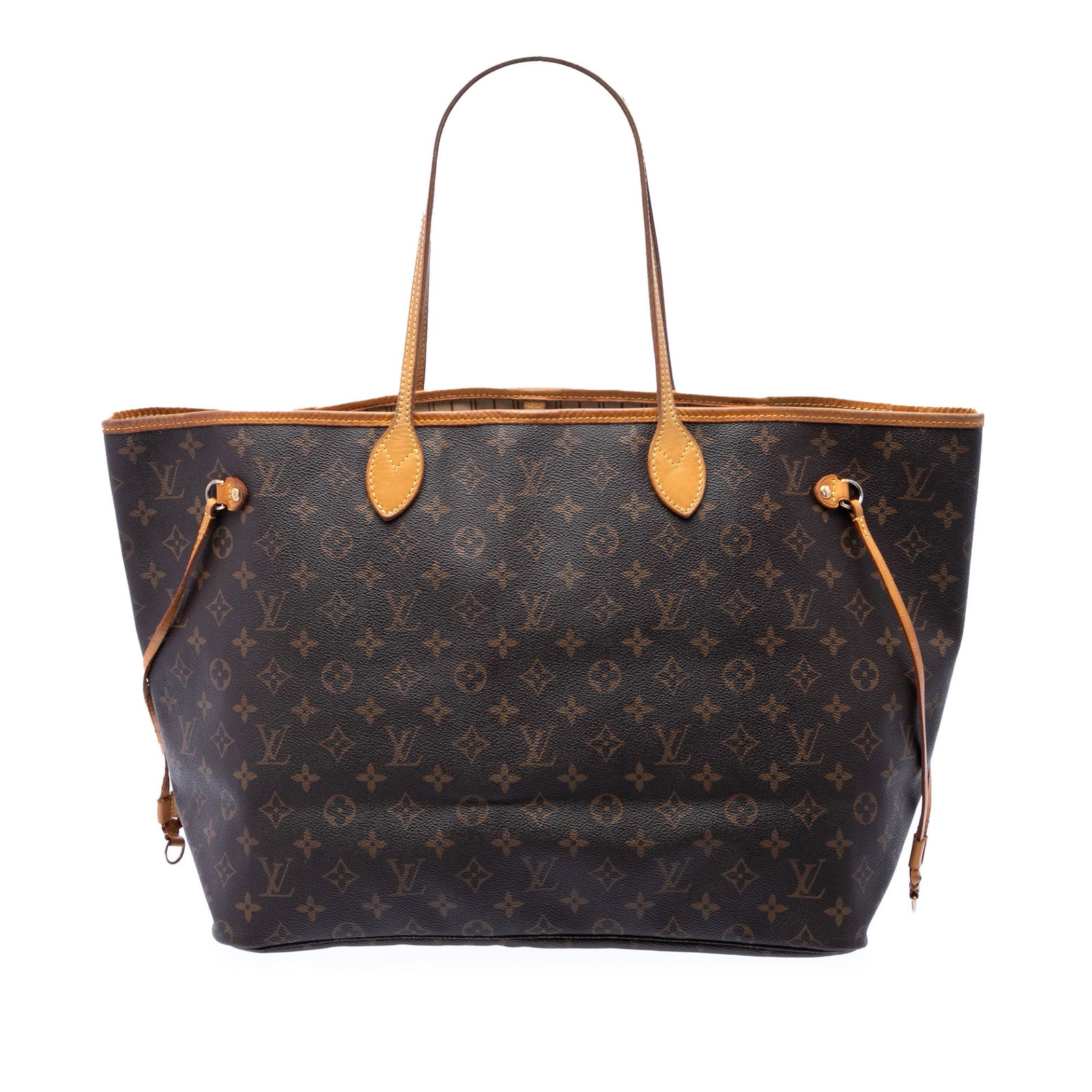 Louis Vuitton Neverfull GM monogram canvas tote bag: Louis Vuitton Neverfull GM monogram canvas tote bag This Louis Vuitton Monogram Neverfull GM features the iconic monogram canvas with vachetta leather trim and flat vachetta leather handles. The open 