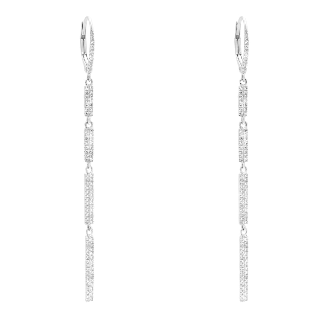 Rachel Koen 14K White Gold Diamond Drop Earrings 0.46cttw Gift Box (1 of 5)