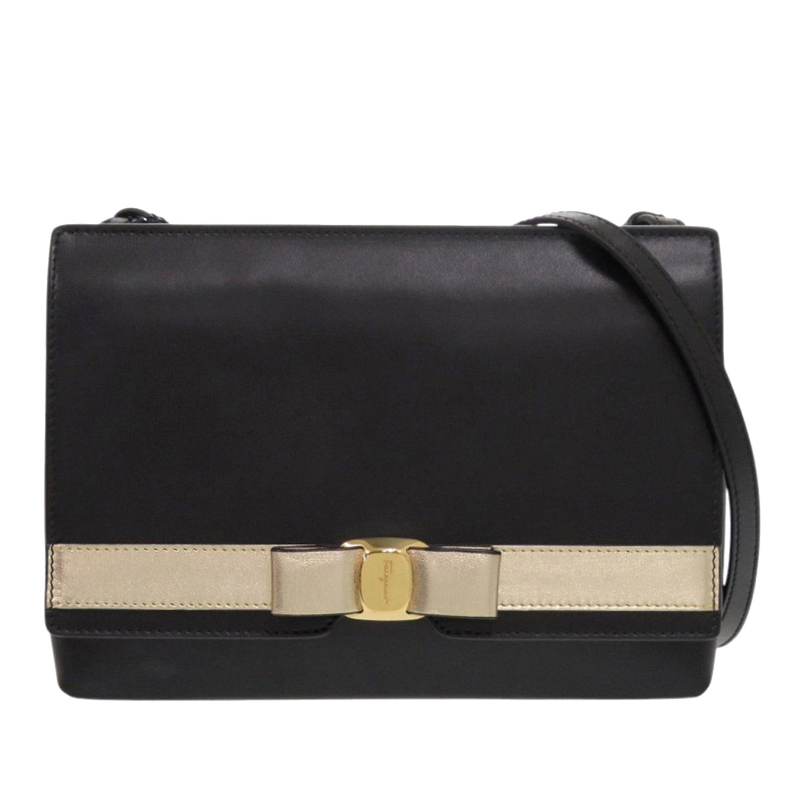 Ferragamo Vara Bow Leather Crossbody Bag: Ferragamo Vara Bow Leather Crossbody Bag This Ferragamo Leather Vara Bow Crossbody features a black leather body with a signature Vara bow accent. It is designed with a flat leather shoulder strap, a 