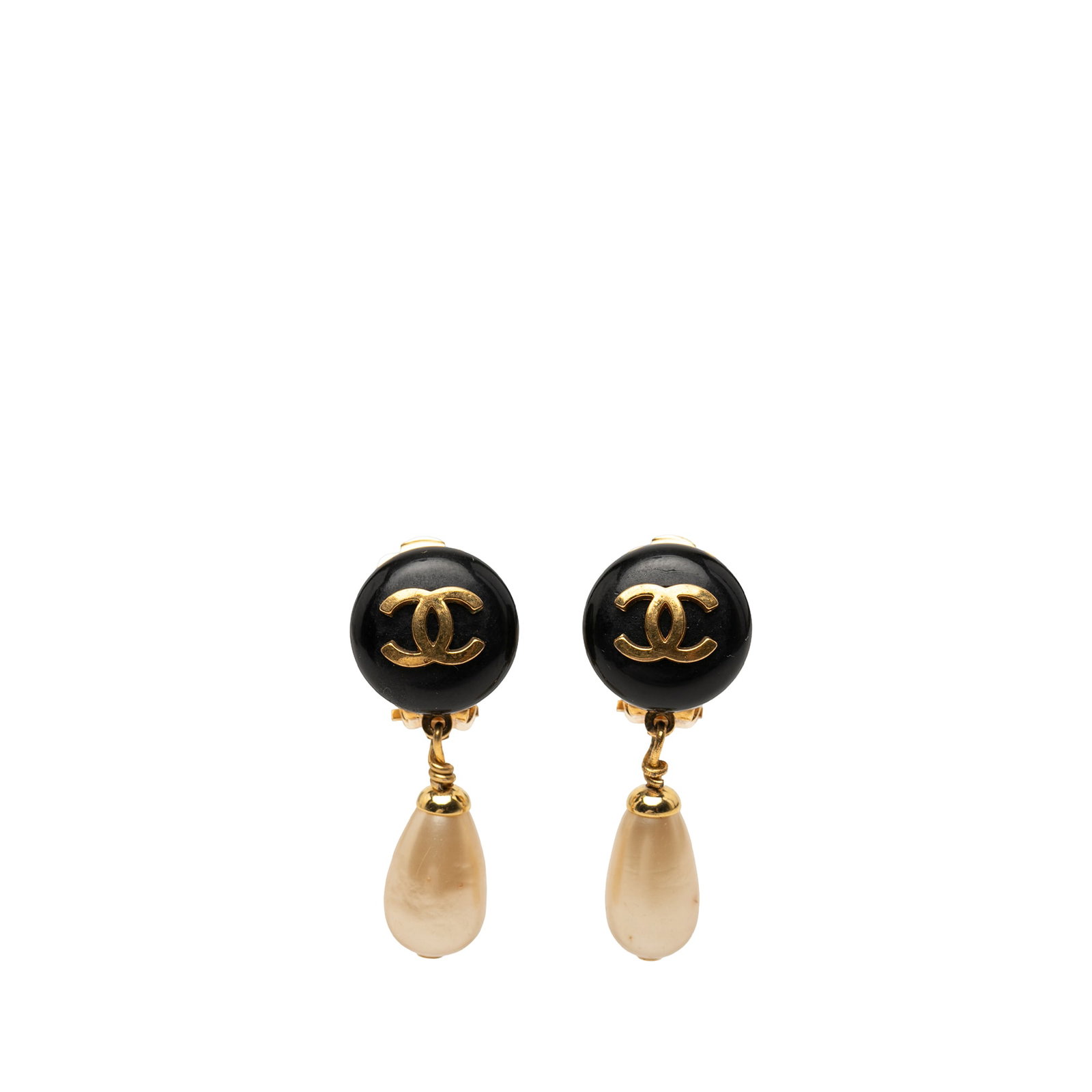 Chanel CC Faux Pearl Drop Clip On Earrings (1 of 3)