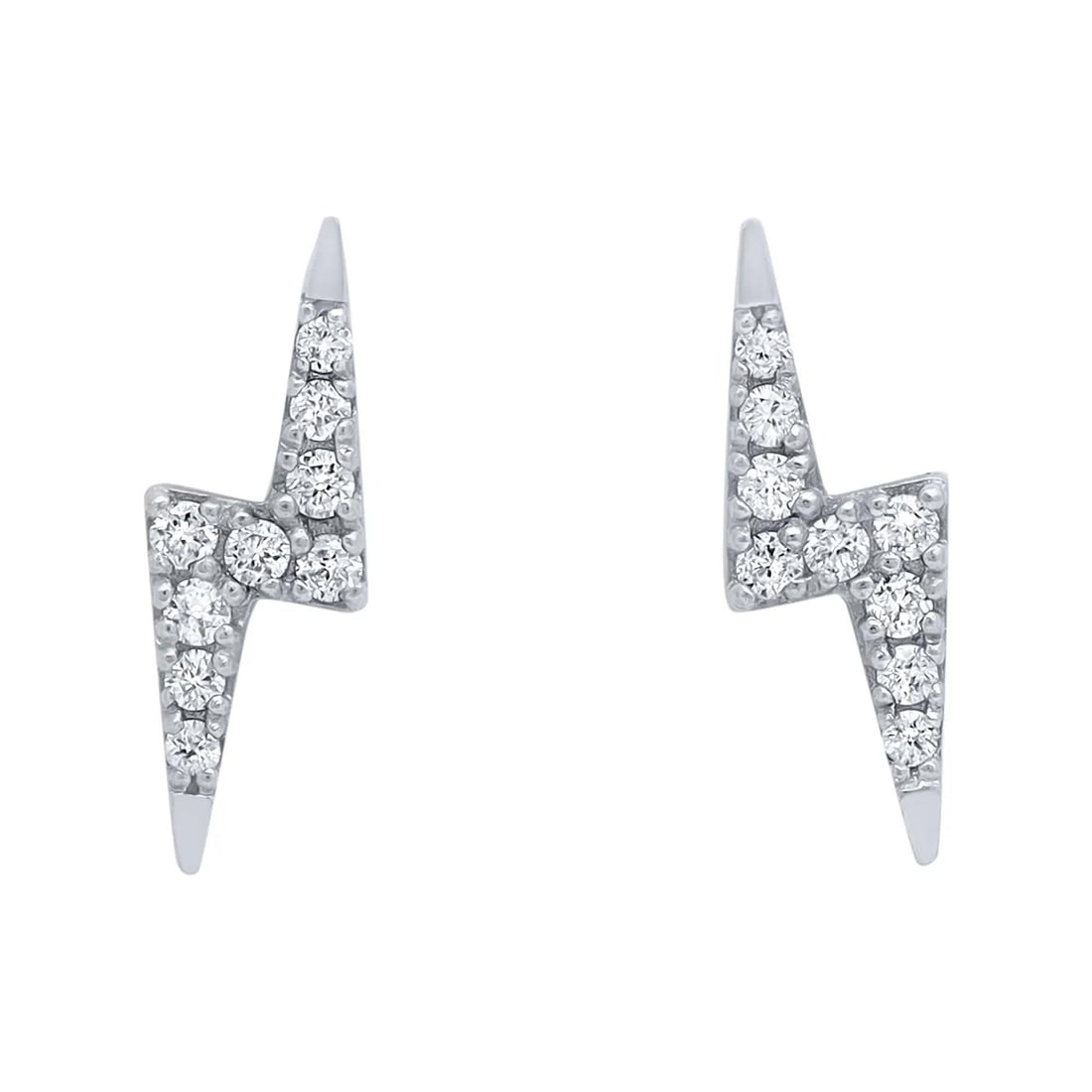 Rachel Koen 0.10ctw Round Diamond Lightning Bolt Stud Earrings 14K White Gold (1 of 4)