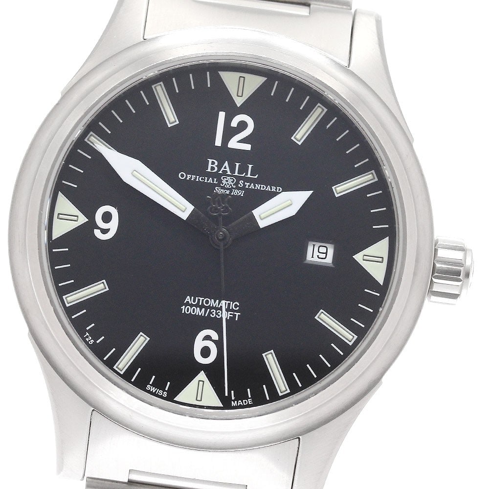BALLWATCH Stokeman II Date Automatic Stainless Steel Men's Wristwatch: BALLWATCH Stokeman II Date Automatic Stainless Steel Men's Wristwatch This BALLWATCH Stokeman II Date men's wristwatch features a stainless steel case and bracelet with a black dial. The watch is powe