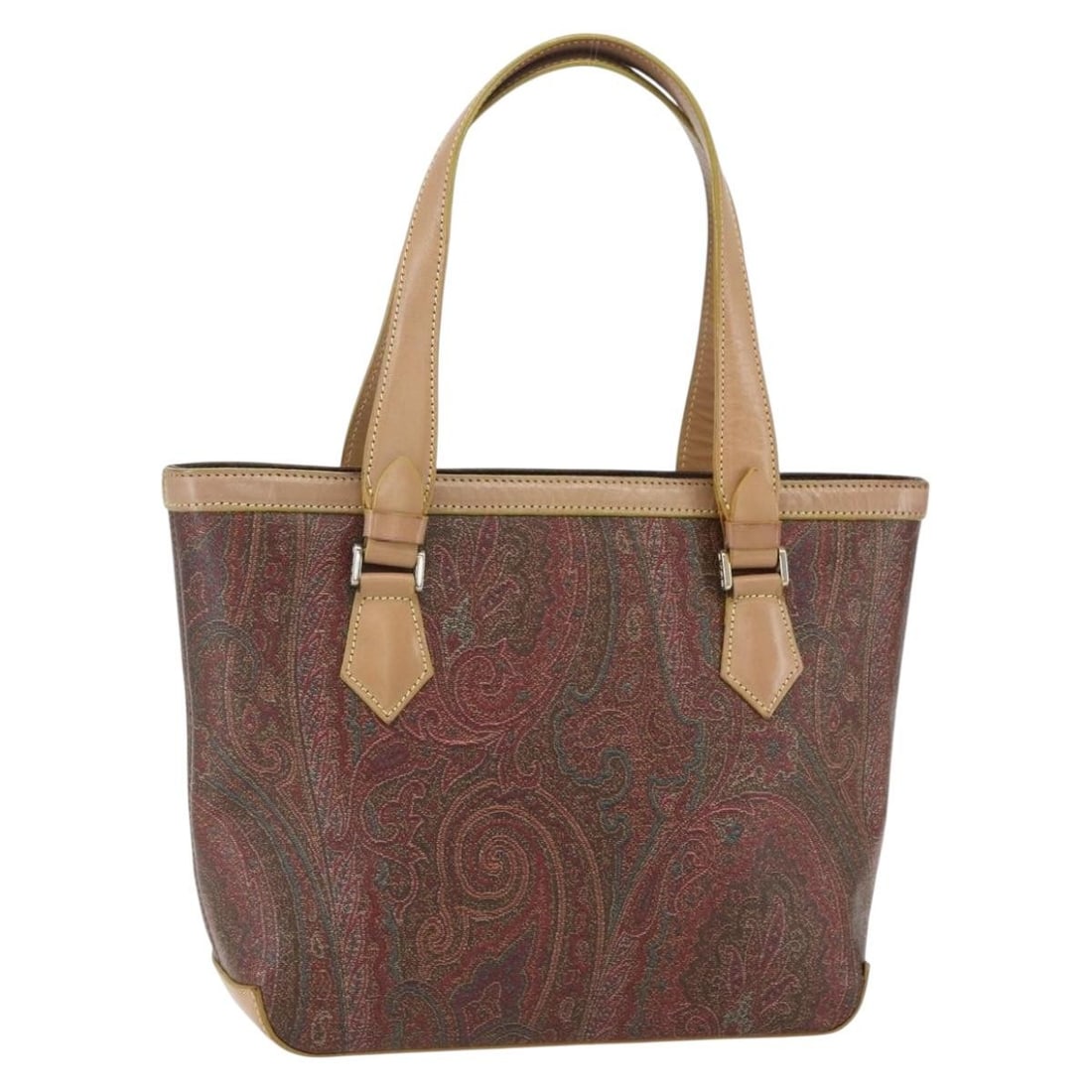 ETRO Brown Gold PVC Leather Hand Bag Auth 157103 Italy: ETRO Brown Gold PVC Leather Hand Bag Auth 157103 Italy This ETRO Paisley Hand Bag combines elegance and functionality with its sophisticated design. Crafted from durable PVC leather, this bag features