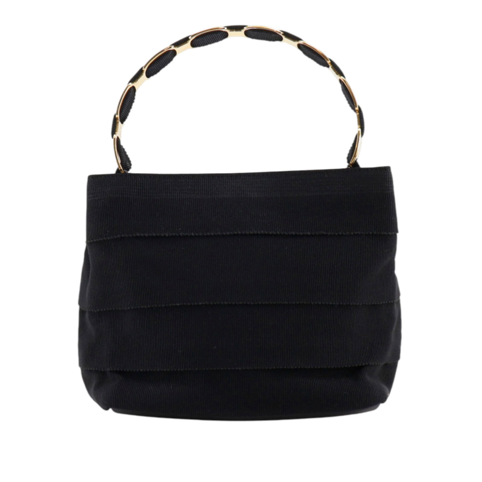 Black Nylon Vara Satchel with Grosgrain and Removable Strap by Ferragamo: Black Nylon Vara Satchel with Grosgrain and Removable Strap by Ferragamo This Ferragamo Nylon Tiered Grosgrain Vara Satchel features a black nylon body, a fabric-woven metal handle, a detachable shoul