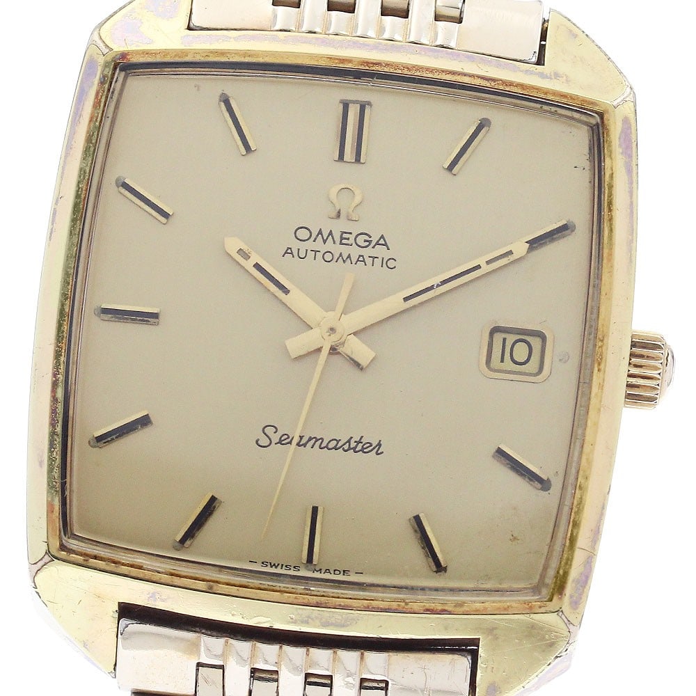 Omega Seamaster automatic date wristwatch gold dial 33mm (1 of 6)