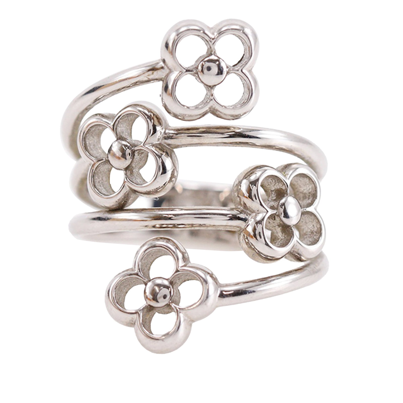 Louis Vuitton Flower Full silver tone metal ring: Louis Vuitton Flower Full silver tone metal ring This Louis Vuitton Flower Full ring is crafted from silver tone metal and designed as a costume jewelry piece. Made in Italy, it features a distinctive