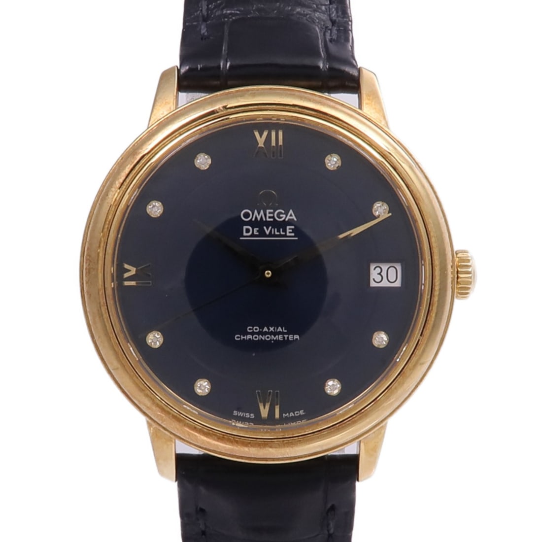 Omega De Ville Prestige 18K Yellow Gold Automatic Wristwatch with Diamonds: Omega De Ville Prestige 18K Yellow Gold Automatic Wristwatch with Diamonds This OMEGA De Ville Prestige 424.53.33.20.53.002 wristwatch features a luxurious 18K yellow gold case and band, complemented 