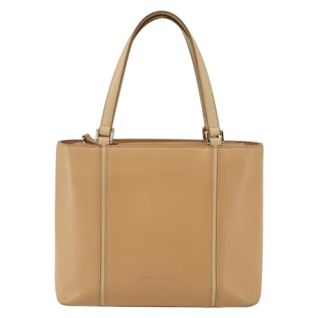 Beige Leather Burberry Handbag Vintage Model 26cm by 21cm by 10cm: Beige Leather Burberry Handbag Vintage Model 26cm by 21cm by 10cm This vintage Burberry handbag features beige leather construction designed for women. It shows typical signs of pre-owned condition in