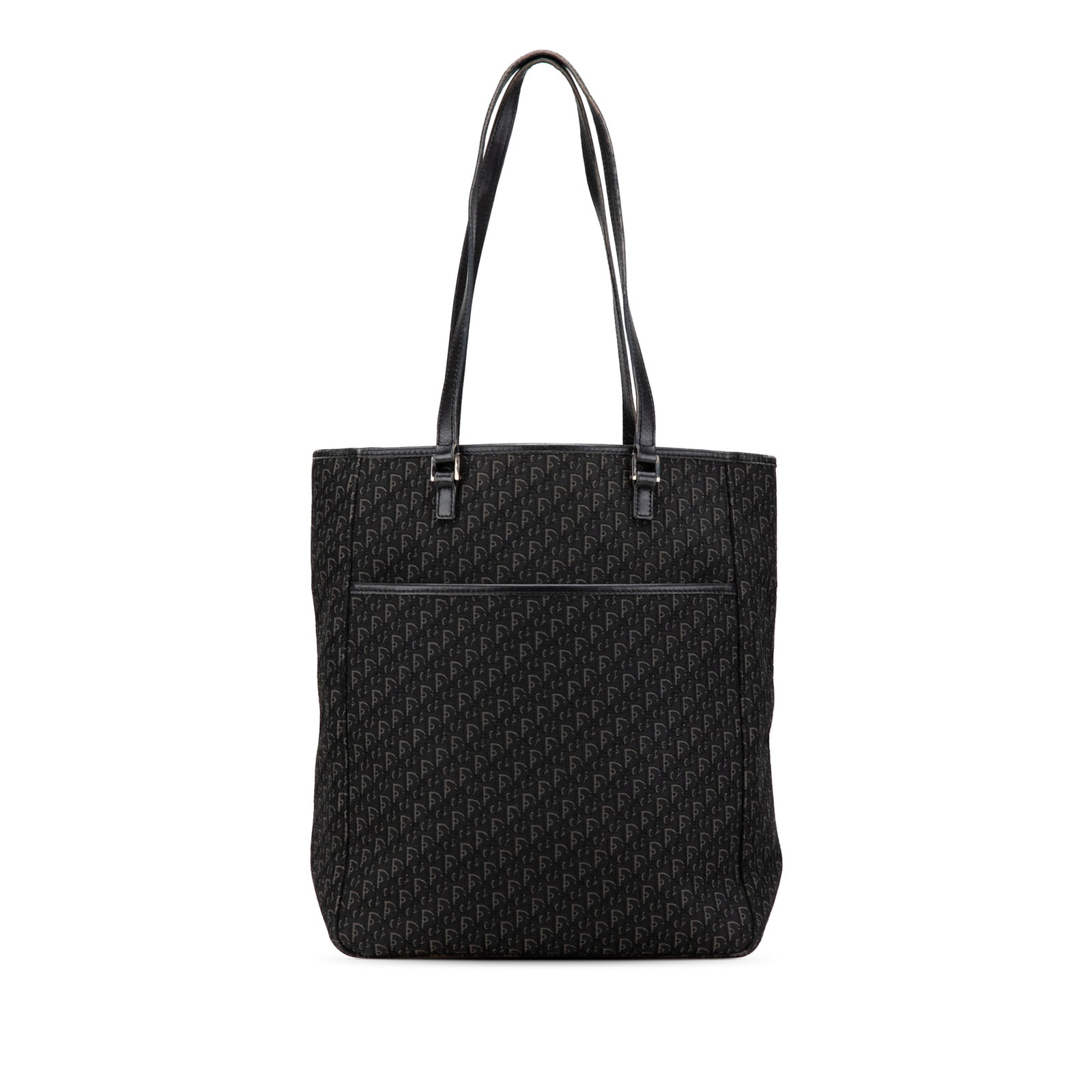 Dior Black Canvas Tote with Leather Trim Diorissimo Trotter: Dior Black Canvas Tote with Leather Trim Diorissimo Trotter This Diorissimo Trotter Canvas Tote features a canvas body with leather trim, flat leather handles, an open top, an exterior slip pocket, an