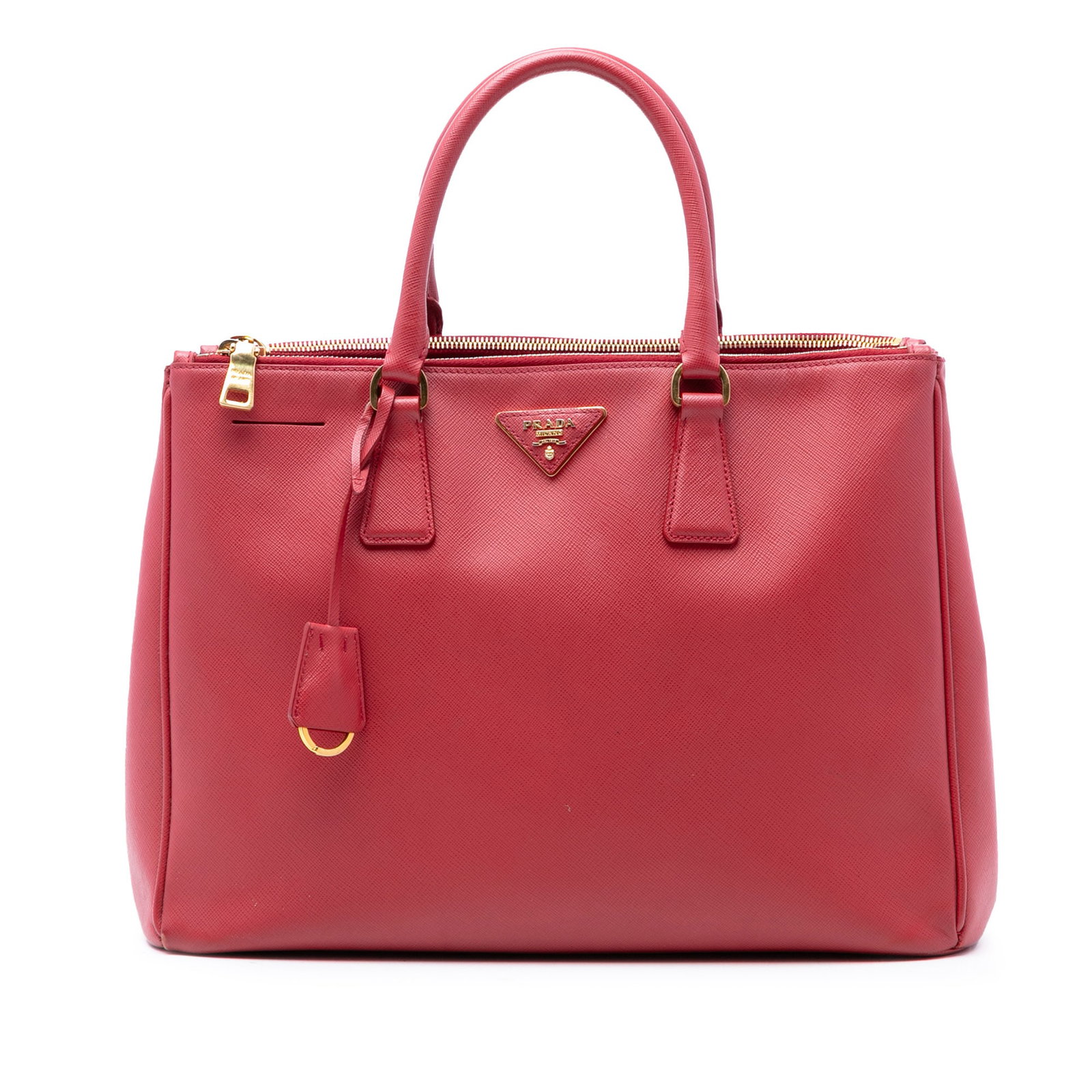 Prada Galleria Red Saffiano Leather Double Zip Satchel (1 of 6)