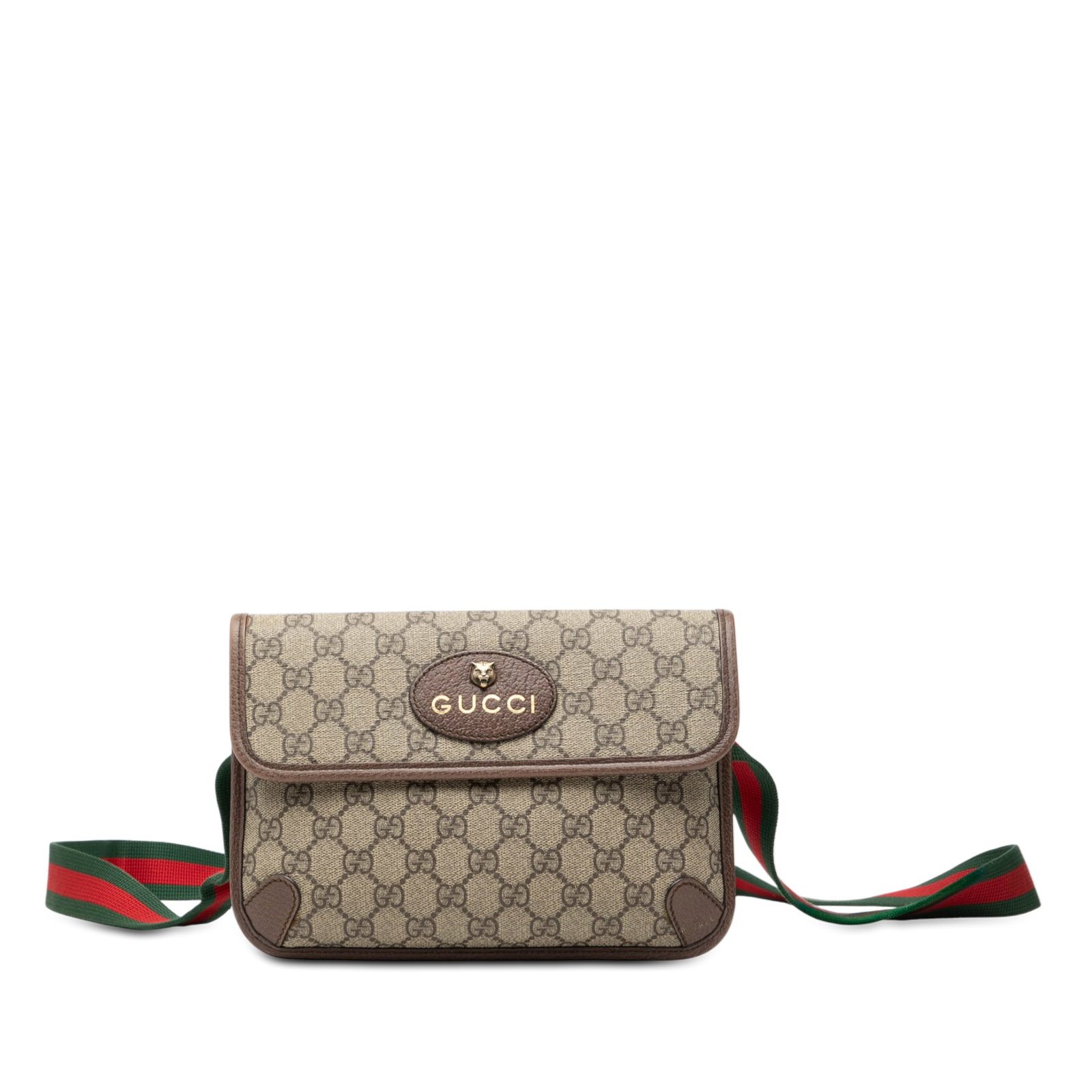 Neo Vintage GG Supreme Web Belt Bag by Gucci: Neo Vintage GG Supreme Web Belt Bag by Gucci This Gucci GG Supreme Web Neo Vintage Belt Bag is crafted from coated canvas with leather trim and features an adjustable flat web waist strap. The bag is 
