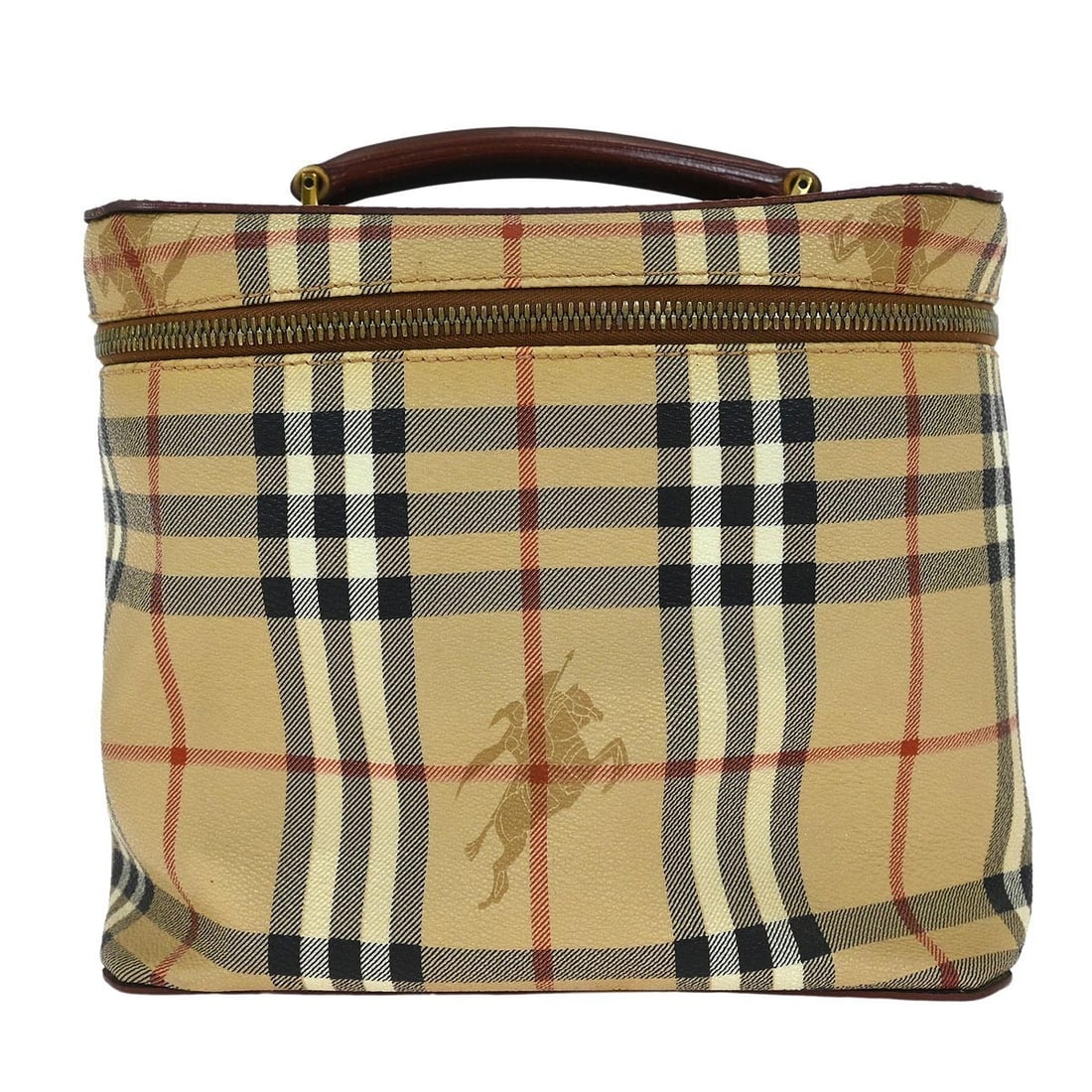Burberry Beige Brown House Check Top Handle Handbag: Burberry Beige Brown House Check Top Handle Handbag This Burberry Beige Brown House Check Vanity Handbag is a stylish accessory perfect for casual occasions. It features a classic check pattern with a