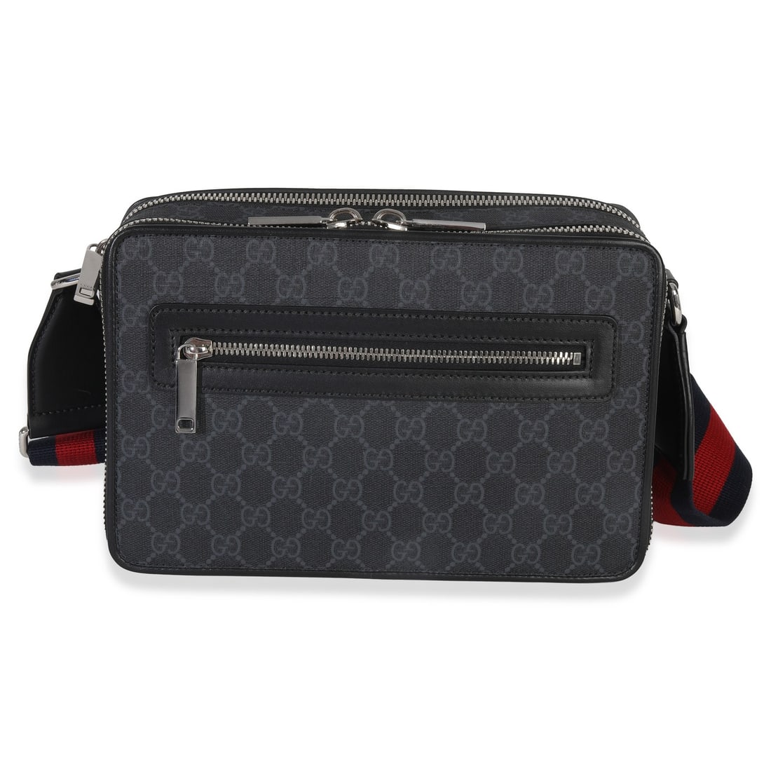 Gucci GG Supreme Black Canvas Crossbody Shoulder Bag with Dustbag: Gucci GG Supreme Black Canvas Crossbody Shoulder Bag with Dustbag This Gucci Black GG Supreme Canvas Web Crossbody is crafted in Italy from black coated canvas with silver-tone hardware. Designed for 