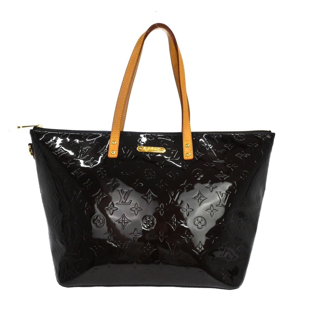 Louis Vuitton Bellevue GM purple Vernis tote handbag M93589: Louis Vuitton Bellevue GM purple Vernis tote handbag M93589 This Louis Vuitton Monogram Vernis Bellevue GM handbag features a distinctive purple patent leather exterior with the iconic monogram patter