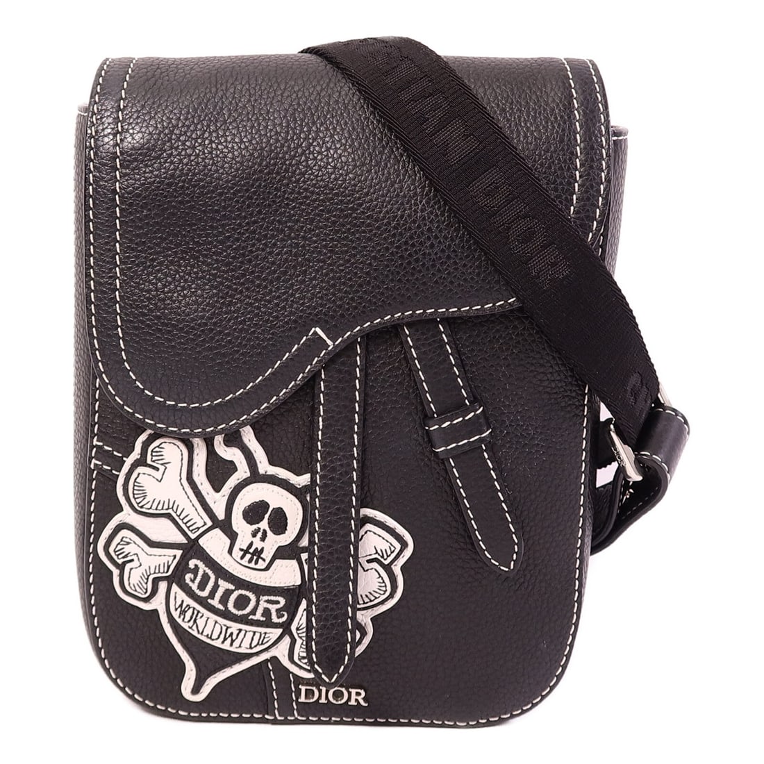 Dior Shawn Collaboration Black Calfskin Shoulder Bag (1 of 12)