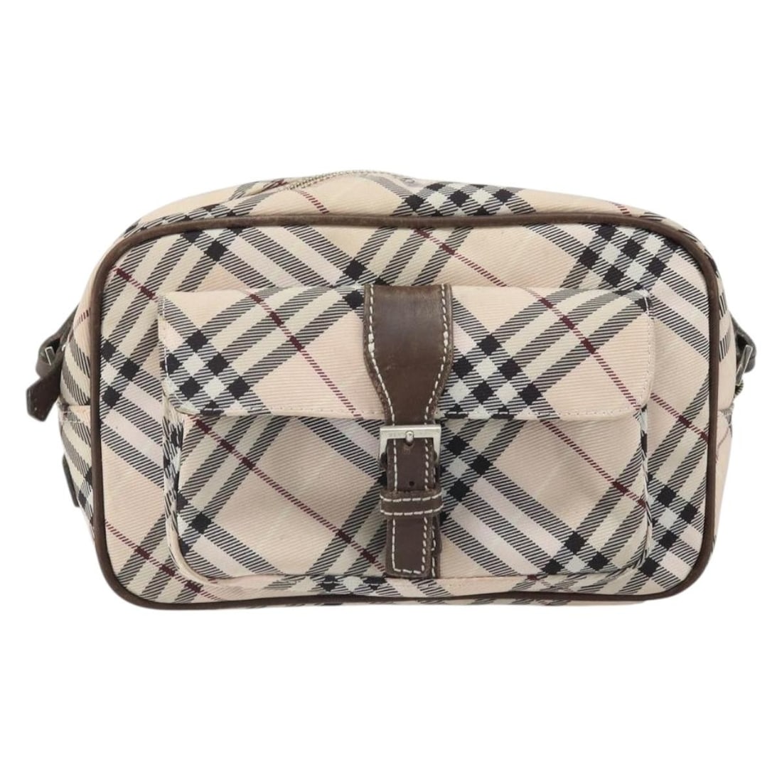 Burberry Blue Label Nova Check Nylon Shoulder Bag Beige 22cm: Burberry Blue Label Nova Check Nylon Shoulder Bag Beige 22cm This Burberry Nova Check Blue Label shoulder bag for women is crafted from beige nylon. It features signs of use including surface deformit