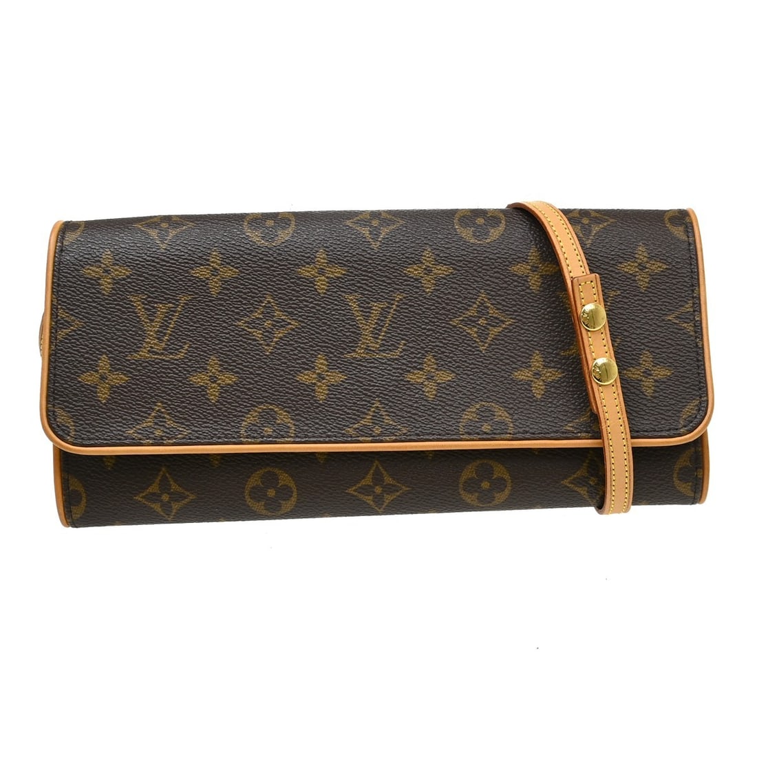 Louis Vuitton Pochette Twin GM Monogram Crossbody Bag: Louis Vuitton Pochette Twin GM Monogram Crossbody Bag This Louis Vuitton Pochette Twin GM crossbody bag features the iconic monogram canvas leather exterior, complemented by brown leather accents and 