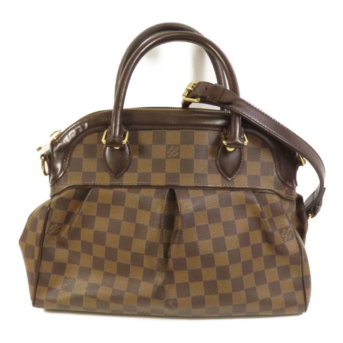 Louis Vuitton Trevi PM Brown Damier Canvas 2-Way Shoulder Bag N51977 GHW: Louis Vuitton Trevi PM Brown Damier Canvas 2-Way Shoulder Bag N51977 GHW This Louis Vuitton Trevi PM 2-way shoulder bag features the signature Damier brown PVC coated canvas and gold-tone hardware. Ma