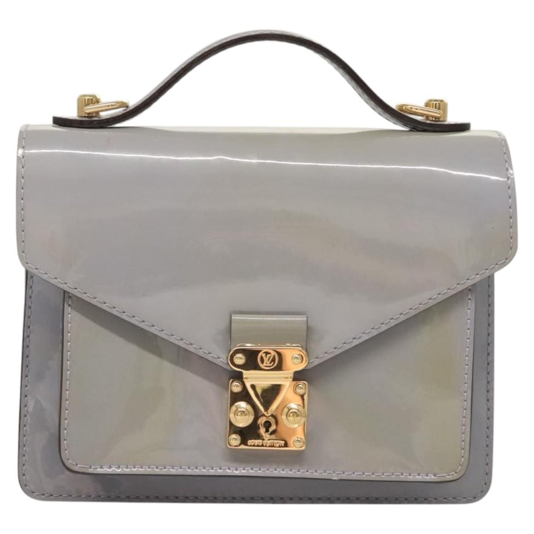 Louis Vuitton Monceau purple patent leather handbag: Louis Vuitton Monceau purple patent leather handbag This Louis Vuitton Monceau handbag is crafted from purple patent leather and features a structured silhouette. Designed for women, it was made in Fr