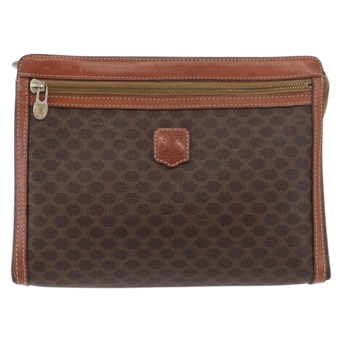 Celine Macadam Pochette Black Canvas Handbag: Celine Macadam Pochette Black Canvas Handbag This Celine Macadam Pochette is crafted from black canvas and features the iconic Macadam pattern. Designed for unisex use, it offers a practical size suit