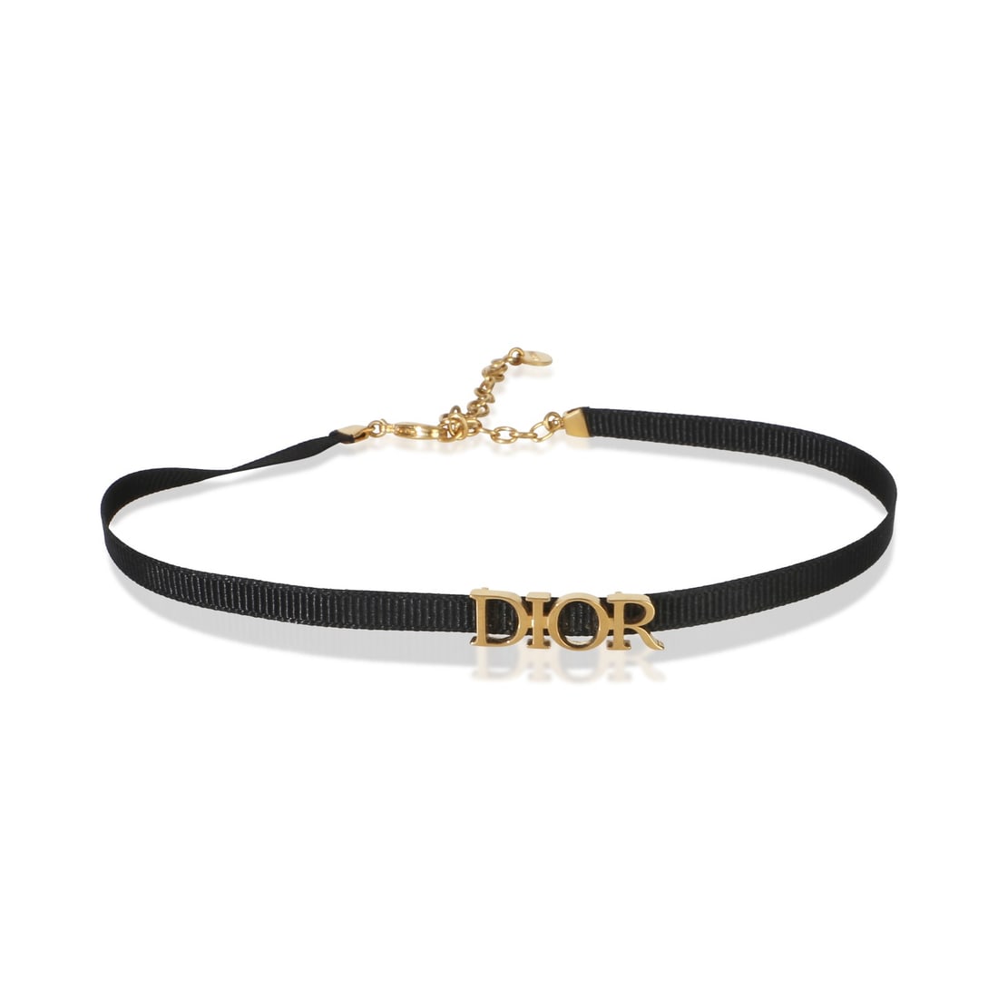 Christian Dior Ribbon JAdore Choker Necklace Gold Plated 14 in: Christian Dior Ribbon JAdore Choker Necklace Gold Plated 14 in This Christian Dior Ribbon J'Adore choker necklace features a gold-plated finish and a lobster clasp. Designed for women, it showcases a 