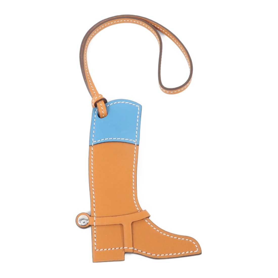 Hermes Paddock Boot Charm Swift Leather Bleu Frida Gold (1 of 9)