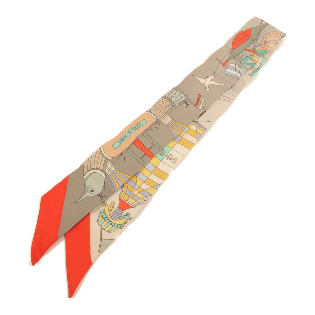 Hermes Twilly silk scarf gray multicolor: Hermes Twilly silk scarf gray multicolor This Hermes Twilly scarf is crafted from luxurious silk and features a grey multicolor design. Made in France, it is designed for women and offers a classic, e