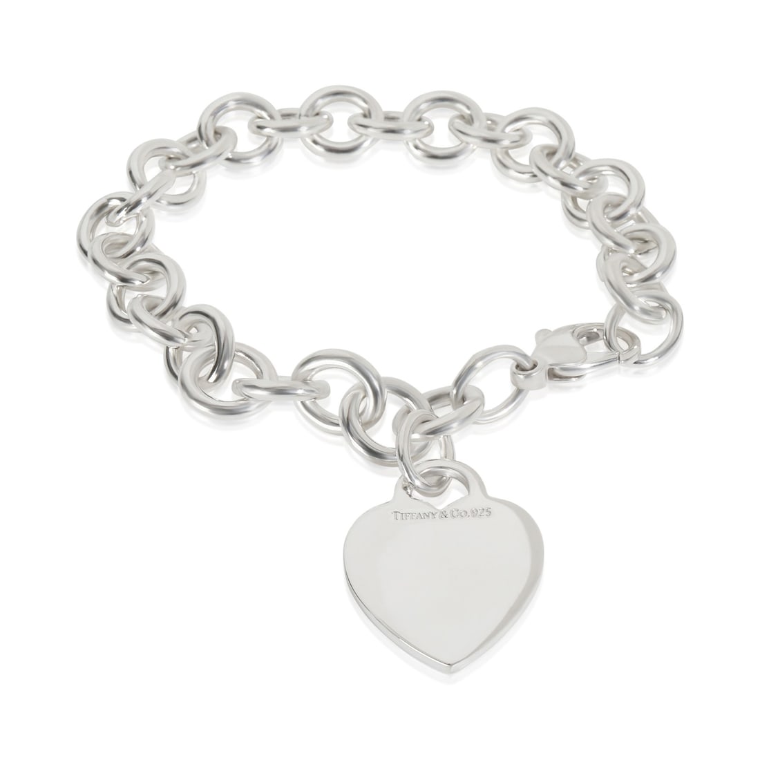 Tiffany & Co. Heart Tag Sterling Silver Lobster Bracelet 7.5 in: Tiffany & Co. Heart Tag Sterling Silver Lobster Bracelet 7.5 in This pre-owned Tiffany & Co. Heart Tag bracelet is crafted from sterling silver and features a classic lobster clasp. Designed for women