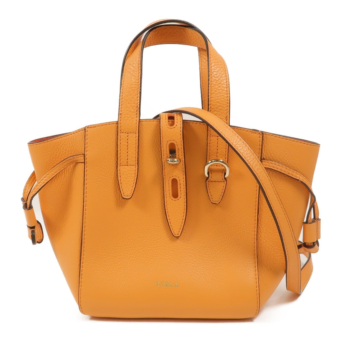 Furla Orange Calfskin 2 Way Shoulder Bag: Furla Orange Calfskin 2 Way Shoulder Bag This Furla 2-way shoulder bag is crafted from high-quality orange calfskin leather and offers versatile carrying options. Designed for women, it features a sty