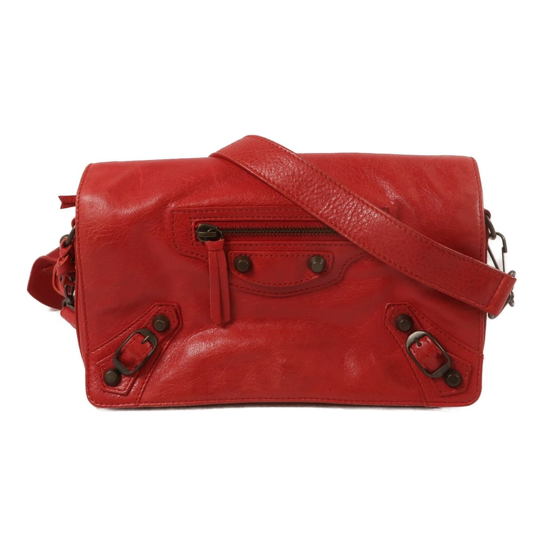 Balenciaga Red Lambskin Shoulder Bag 327101: Balenciaga Red Lambskin Shoulder Bag 327101 This Balenciaga crossbody shoulder bag is crafted from luxurious lambskin leather in a striking red color. Designed for women, it features a compact silhoue