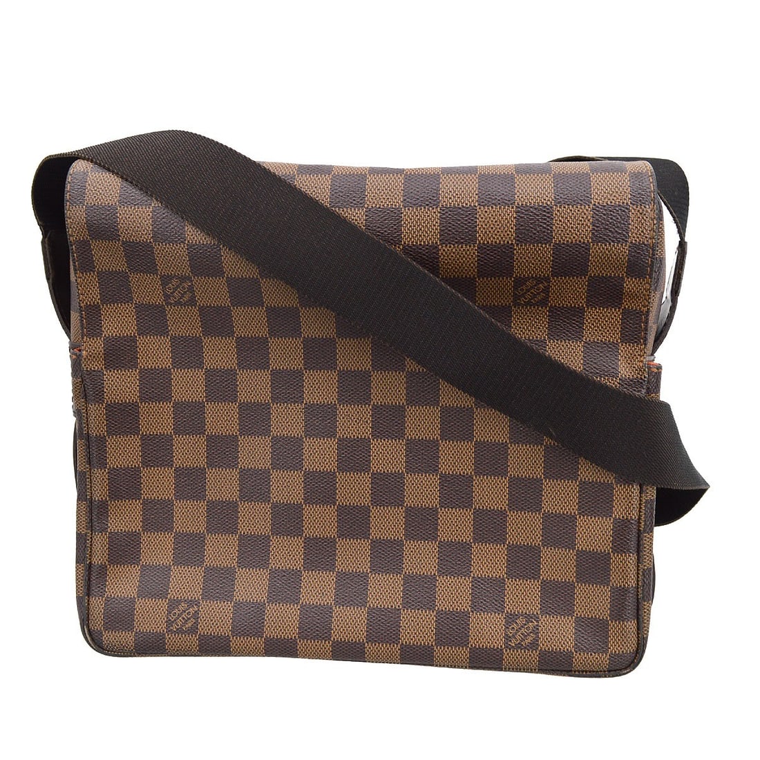 Louis Vuitton Damier Naviglio Brown Canvas Shoulder Bag: Louis Vuitton Damier Naviglio Brown Canvas Shoulder Bag This Louis Vuitton Damier Naviglio shoulder bag features the signature check pattern and is crafted from durable canvas with a brown exterior. T