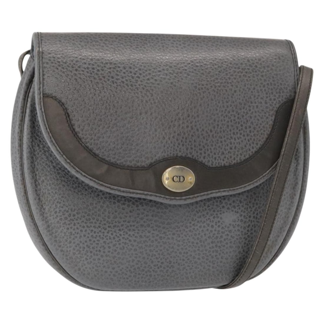 Gray Leather Vintage Shoulder Bag by Christian Dior CD Logo France: Gray Leather Vintage Shoulder Bag by Christian Dior CD Logo France This Christian Dior vintage CD logo shoulder bag is crafted from gray leather and designed for women. The bag features the iconic CD 